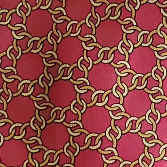HERMES Red and Gold Vintage Chain Pattern Tie - Picture 2 of 8